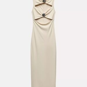 Zara Cream Sheath Dress with Cowl Neck